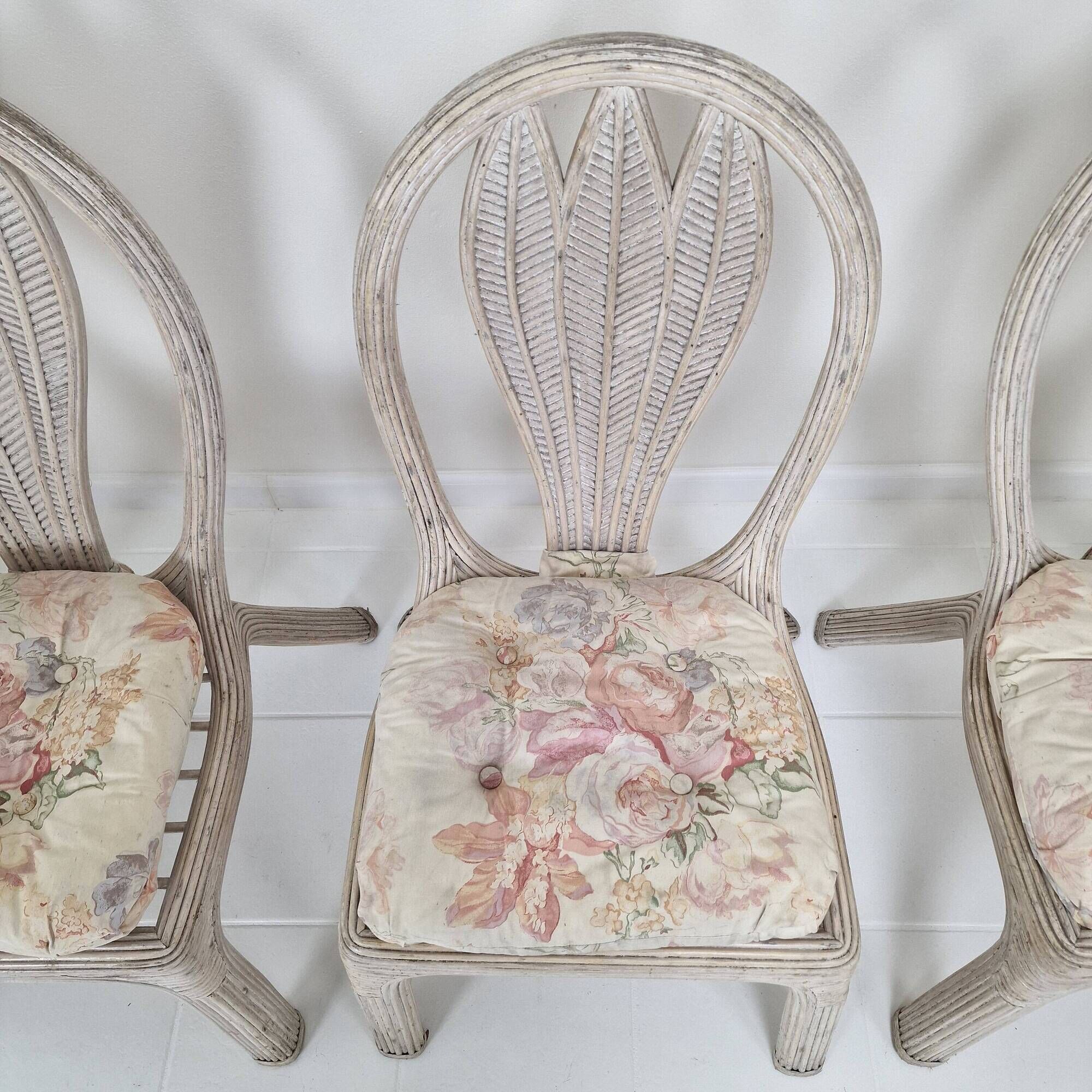Set of 4 Vintage 'Palm Leaf' Chairs by Vivai del Sud – Hollywood Regency