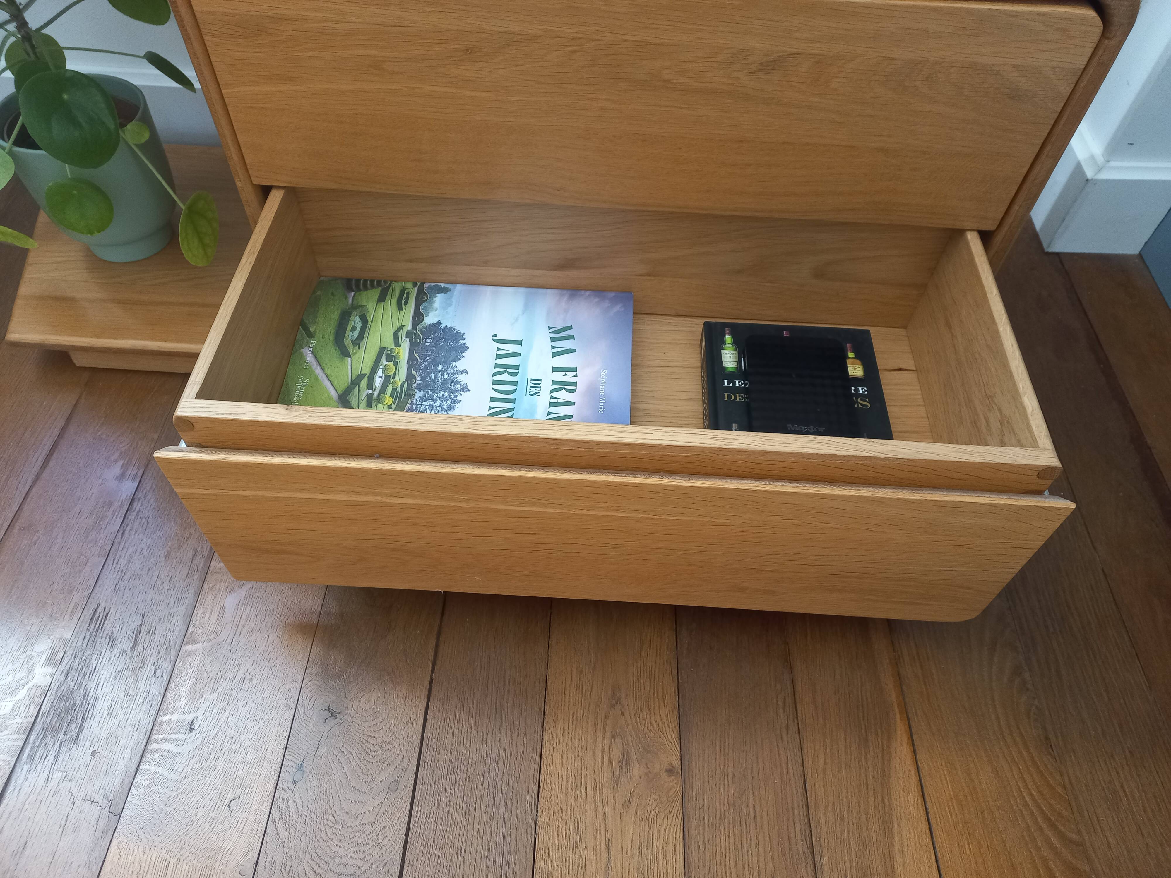 Scandinavian TV unit in solid light oak