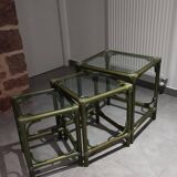 Vintage nesting table, green color