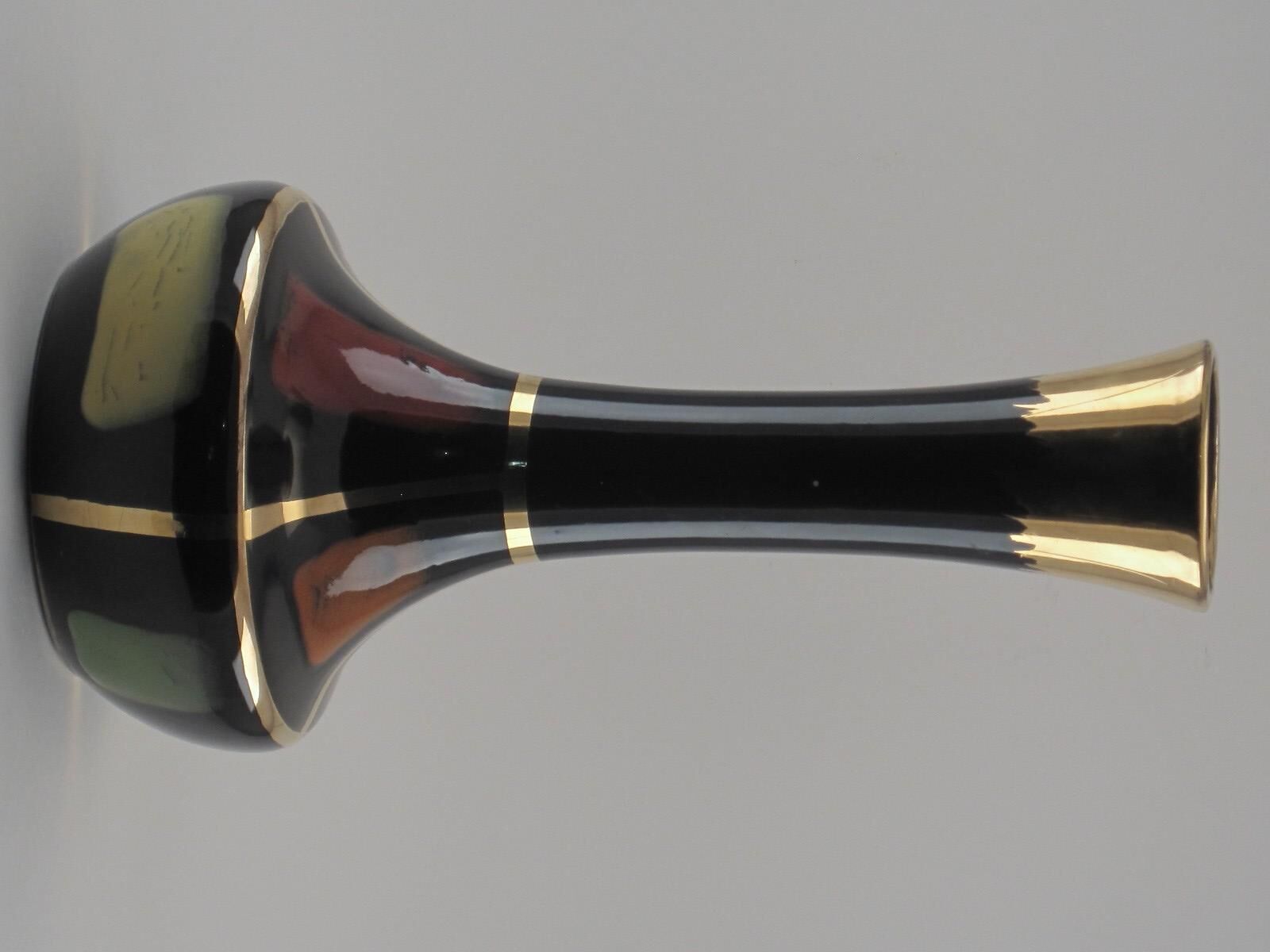 Black enameled ceramic vase Vintage