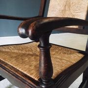Low Arts & Crafts Oak & Rush Armchair, Belgium 1920s