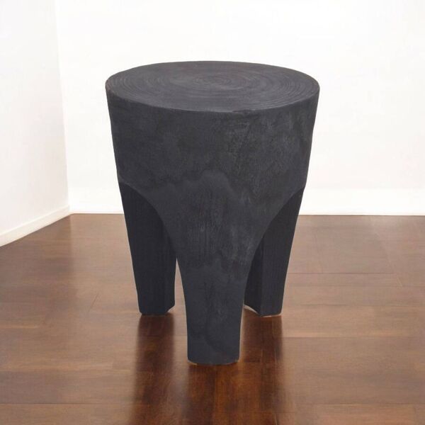 Tabouret en bois brule shou sugi ban