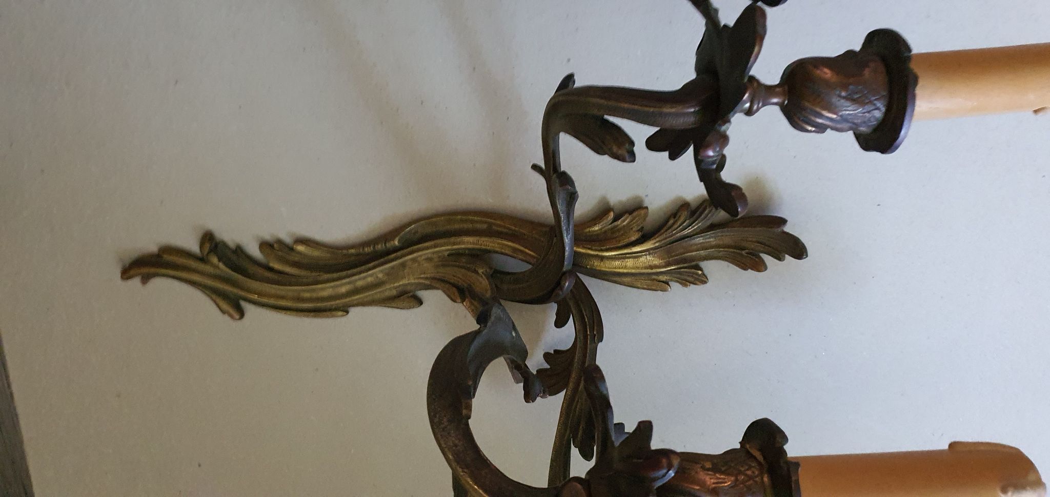 Pair of Louis XV bronze wall lamps