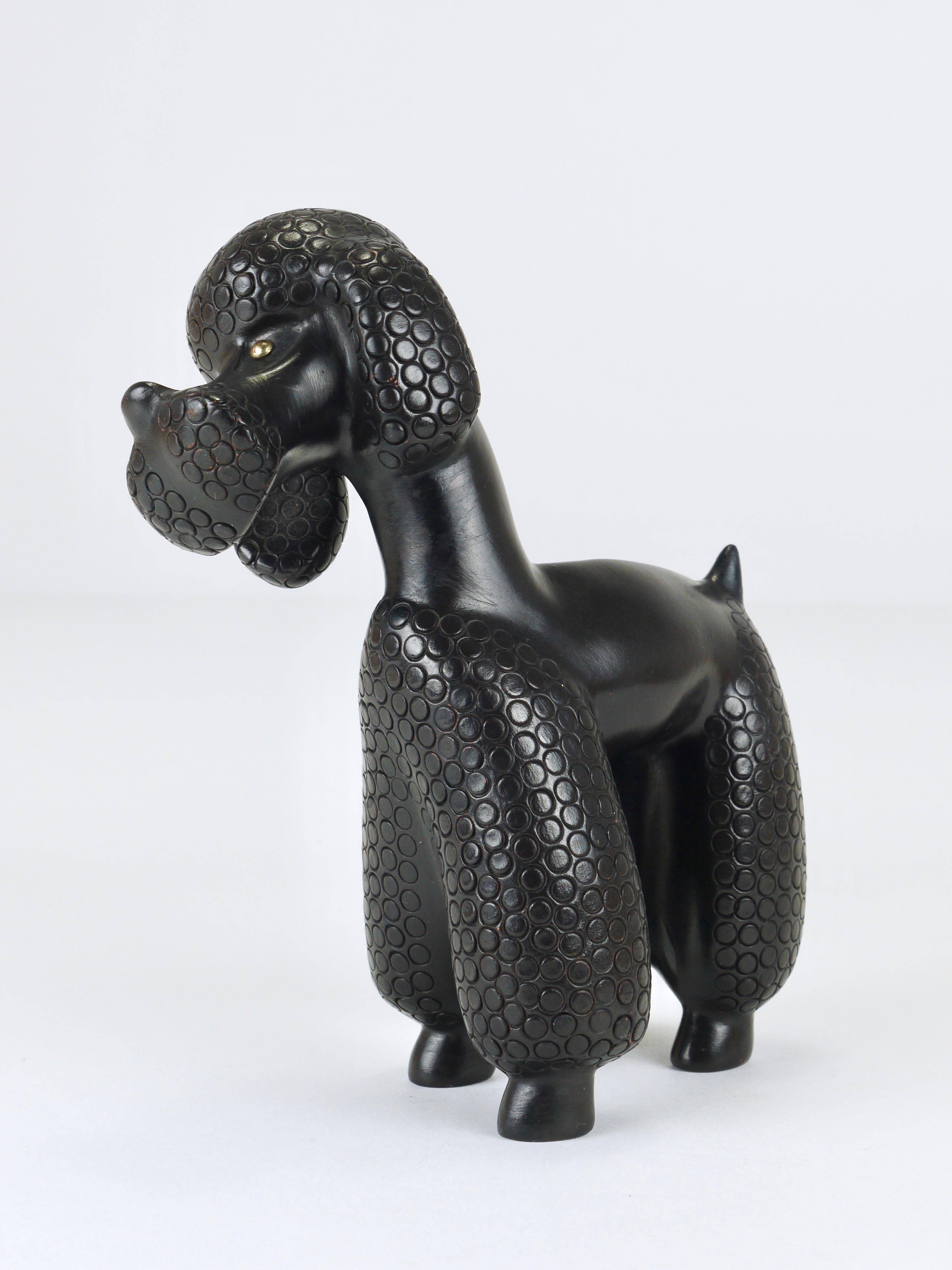 Charming Poodle Figurine Sculpture by Leopold Anzengruber, Austria, 1950s