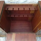 Bar cabinet on casters in walnut