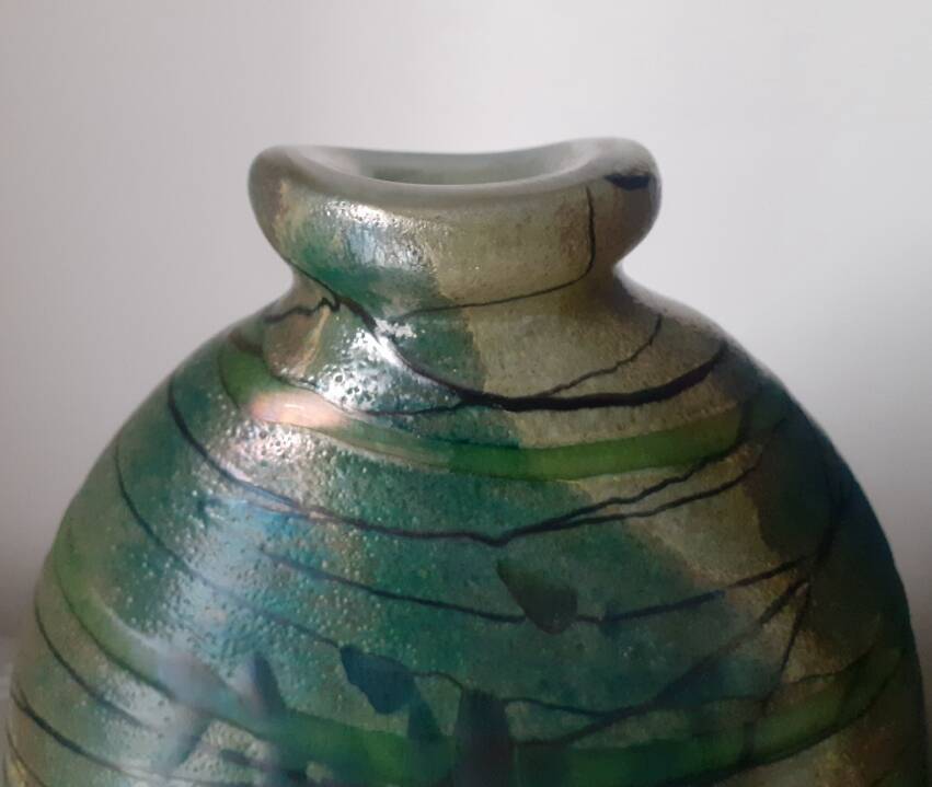 Signed glass paste vase