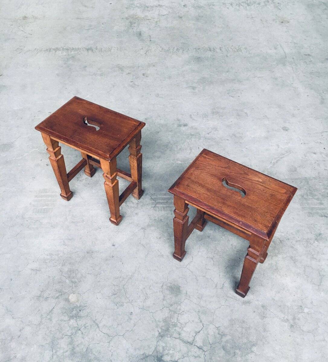 Set of Dutch Art Deco S Handle Stools, 1930s