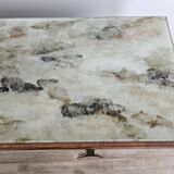 Mid Century Chest of Drawers in Mahogany, Brass and Glass