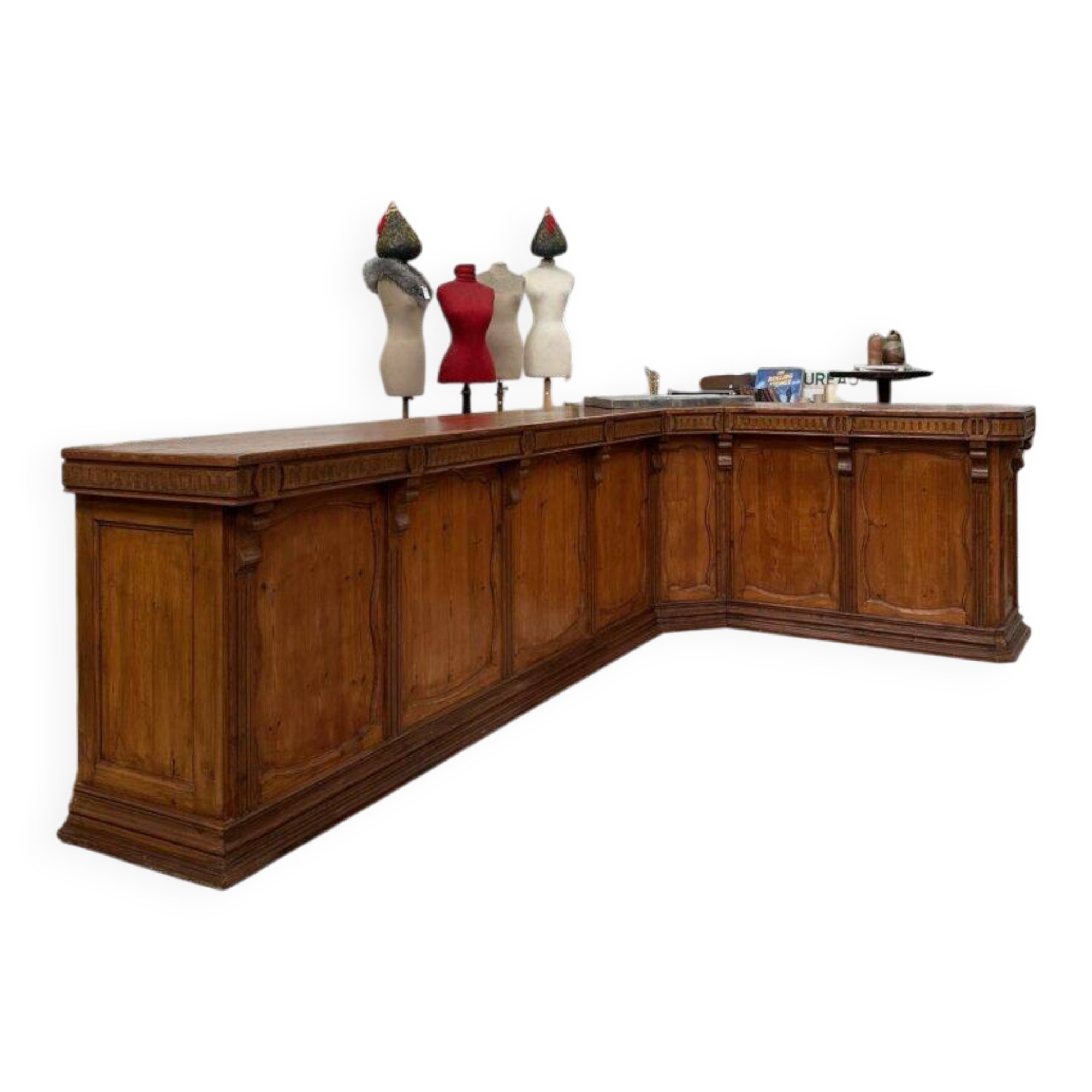 Large corner bar counter from the late 19th century.