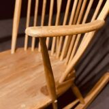 Rocking chair mid-century in light elm by Lucian Ercolani for Ercol