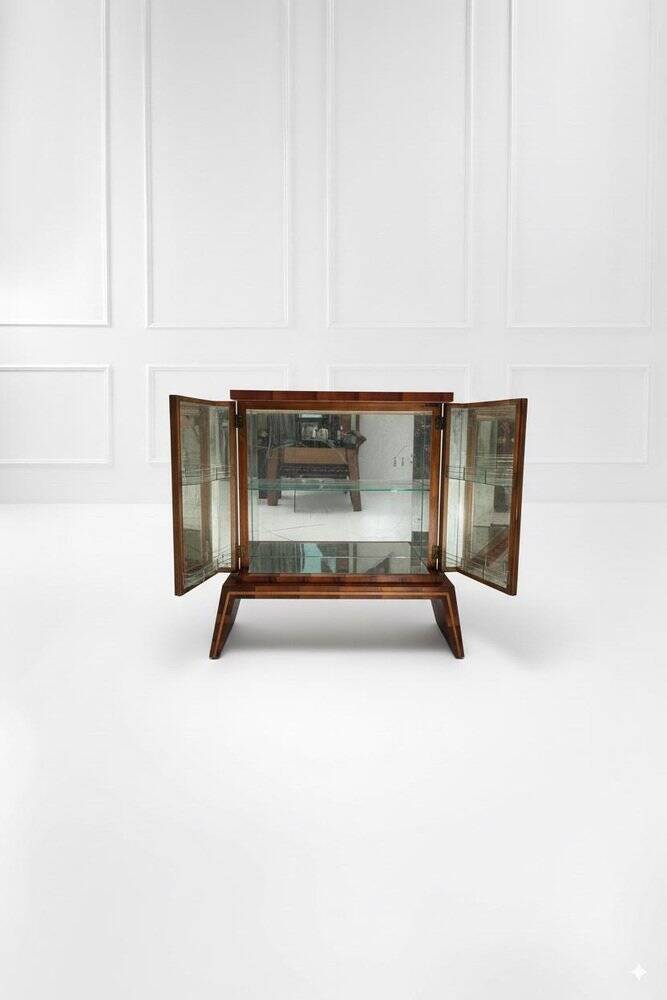 Mid-Century Modern Italian Mirrored Dry Bar Cabinet, 1950s