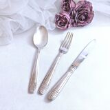 Set of three silver-plated cutlery with monograms and hallmarks