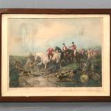 Framed English engraving "The hunt" 20th century