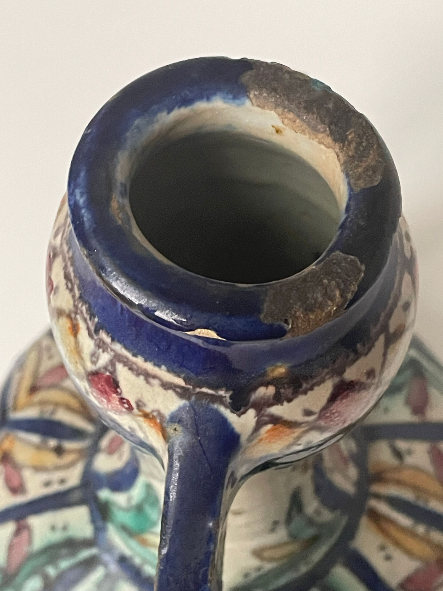 Polychrome earthenware jug, Fes, Morocco