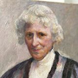 Portrait ancien signé Fernand Blondin daté 1932, huile sur toile vintage d'une femme