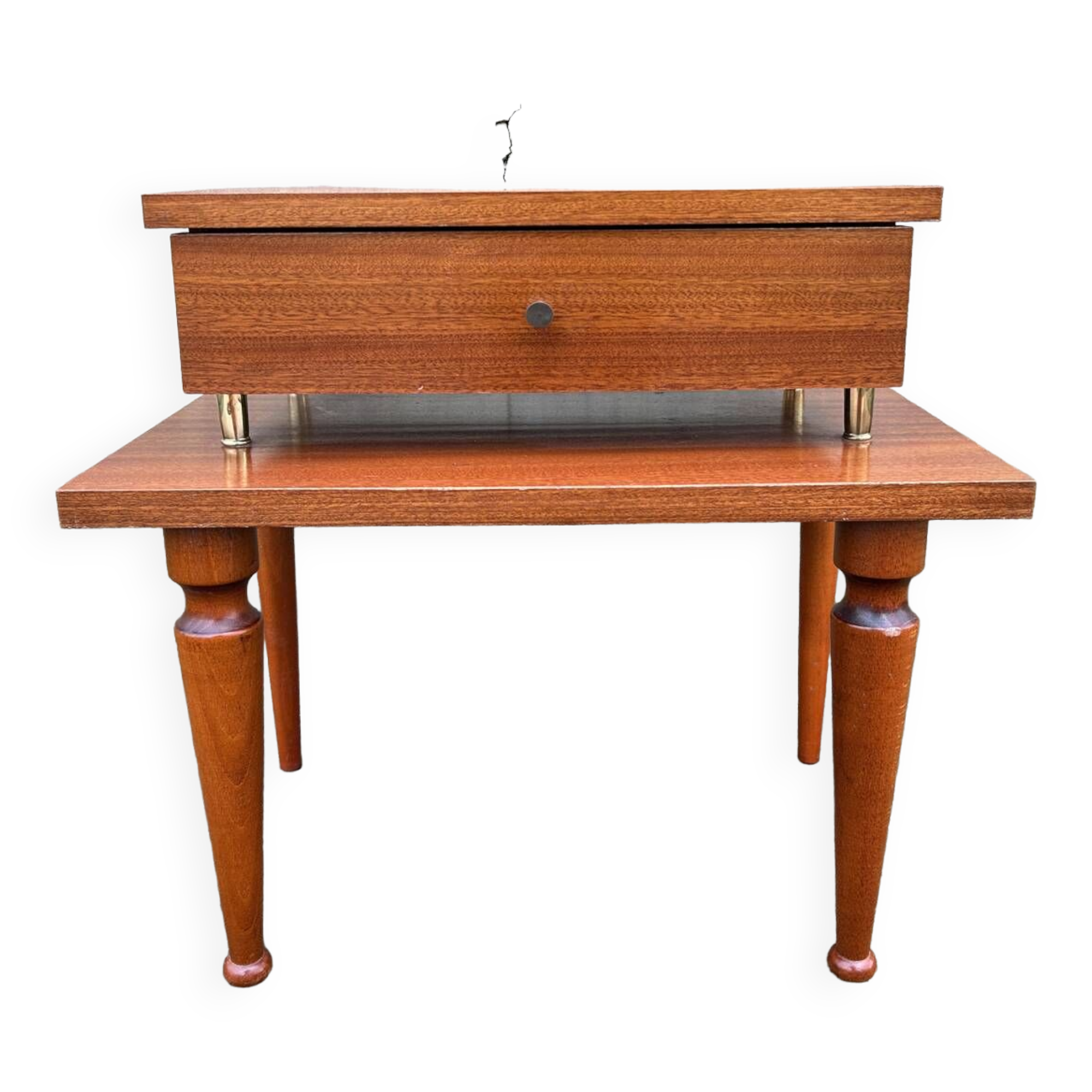 Petite table de nuit bois vernis, années 50.