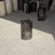 Small black petrified wood side table with beige stripes H28 D18 - 3347