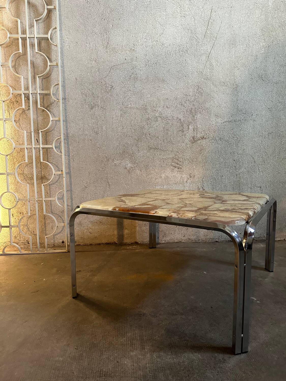 Marble and epoxy coffee table, Bauhaus style, 1960s