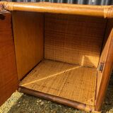 Paire de tables d’appoint ou chevet en rotin