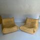 Ligne Roset Togo vintage honey yellow leather – 3-seater + 2 armchairs