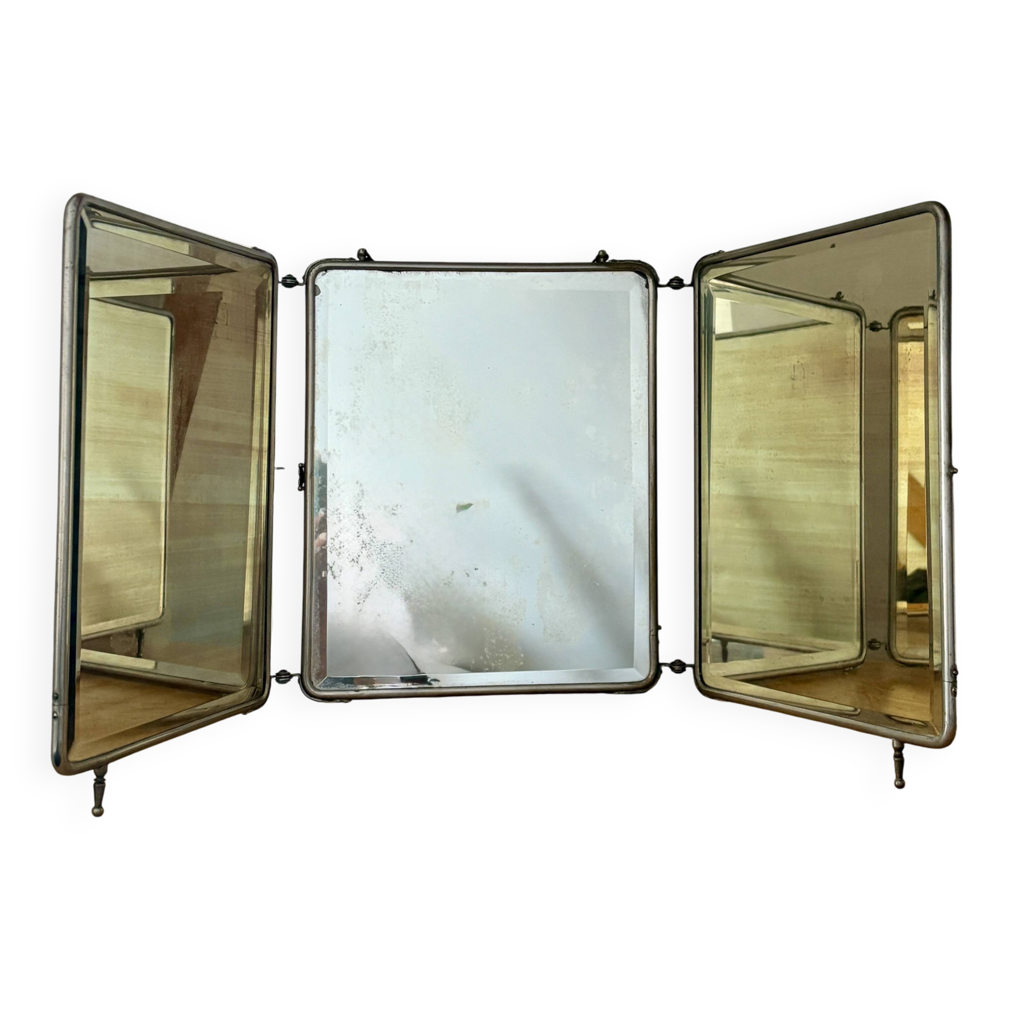Antique barber's triptych mirror