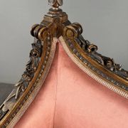 Louis XVI style canapé in carved wood and velvet, 20th century
