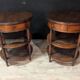 Pair of oval mahogany side tables with caned shelves – 19th century