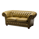 Vintage mid-century Chesterfield sofa in Greene & Greene leather.