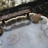Antique silver-plated metal tray with gilt edges – Grape cluster motif