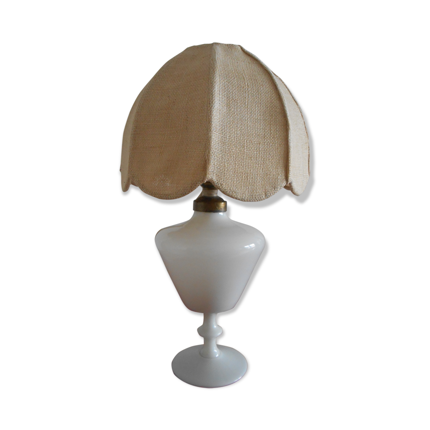 Bedside lamp porcelain and burlap