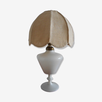 Lampe de chevet en porcelaine et toile de jute