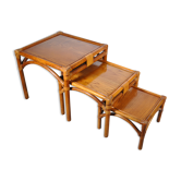 Table gigogne rotin 1980