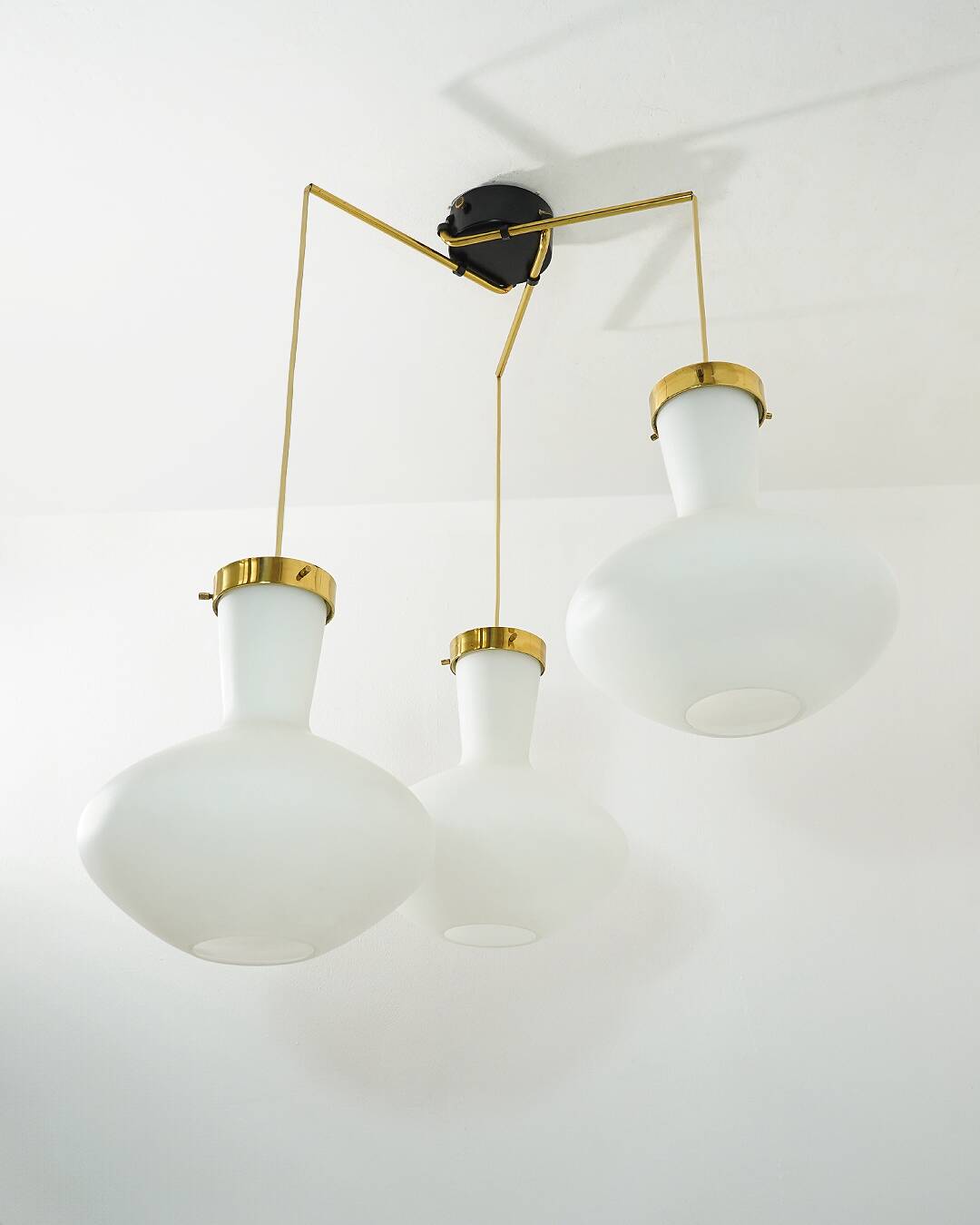 Stilnovo Three-Light Pendant, 1950s