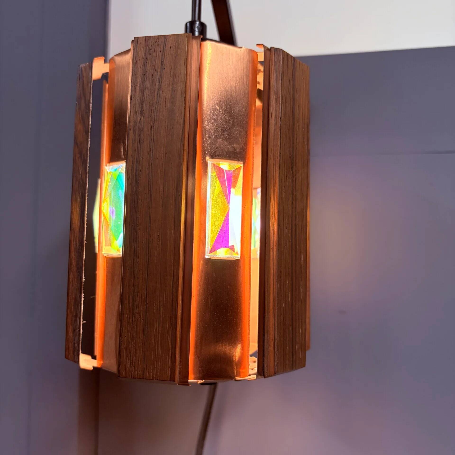 Werner Schou wall lamp, copper and teak 1960s