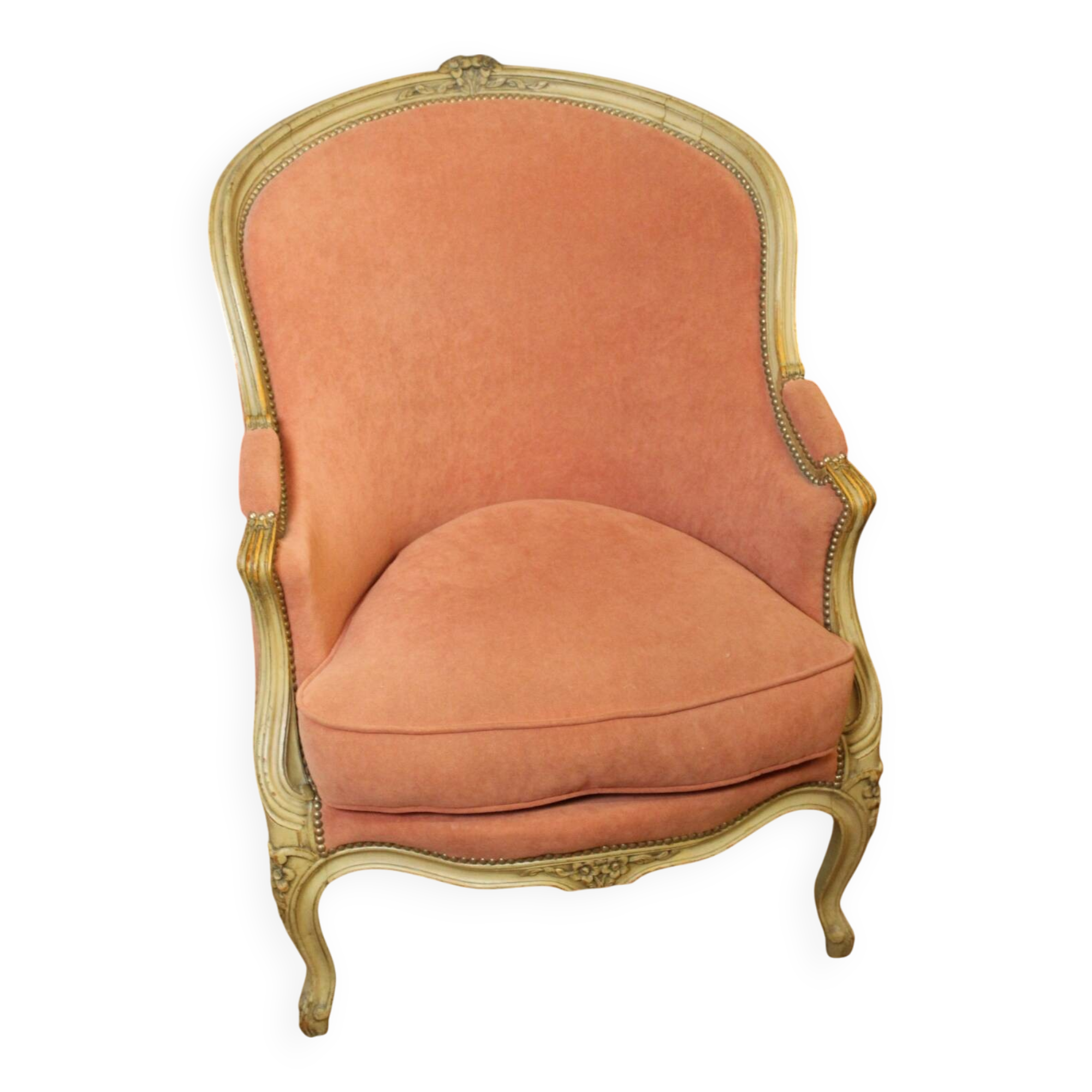 Pair of Louis XV Style Bergeres in Painted Beech Circa 1900