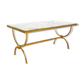 Table basse marbre blanc années 60 vintage