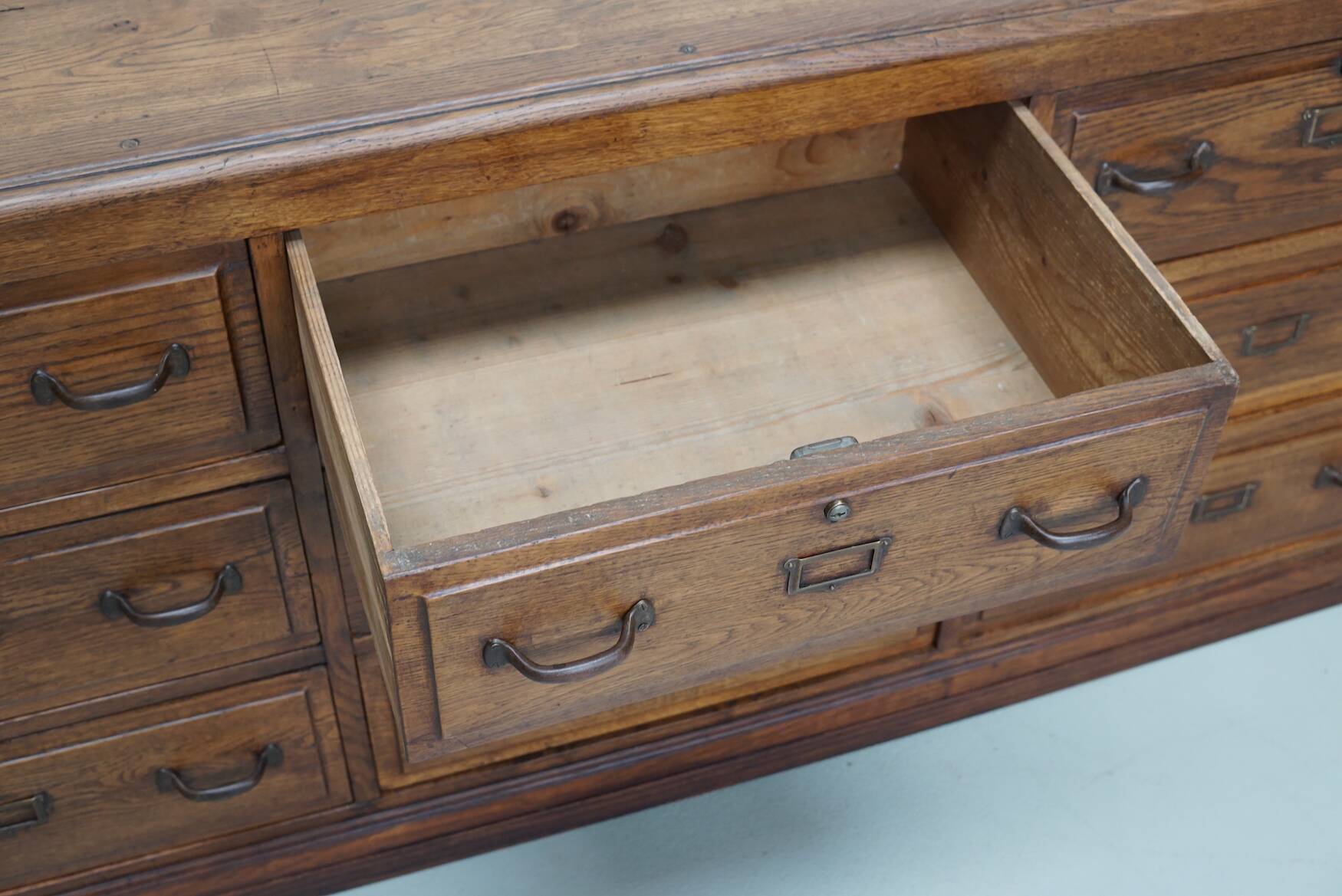 Antique French Oak Apothecary / Filing Cabinet / Kitchen Island, 1920/30s