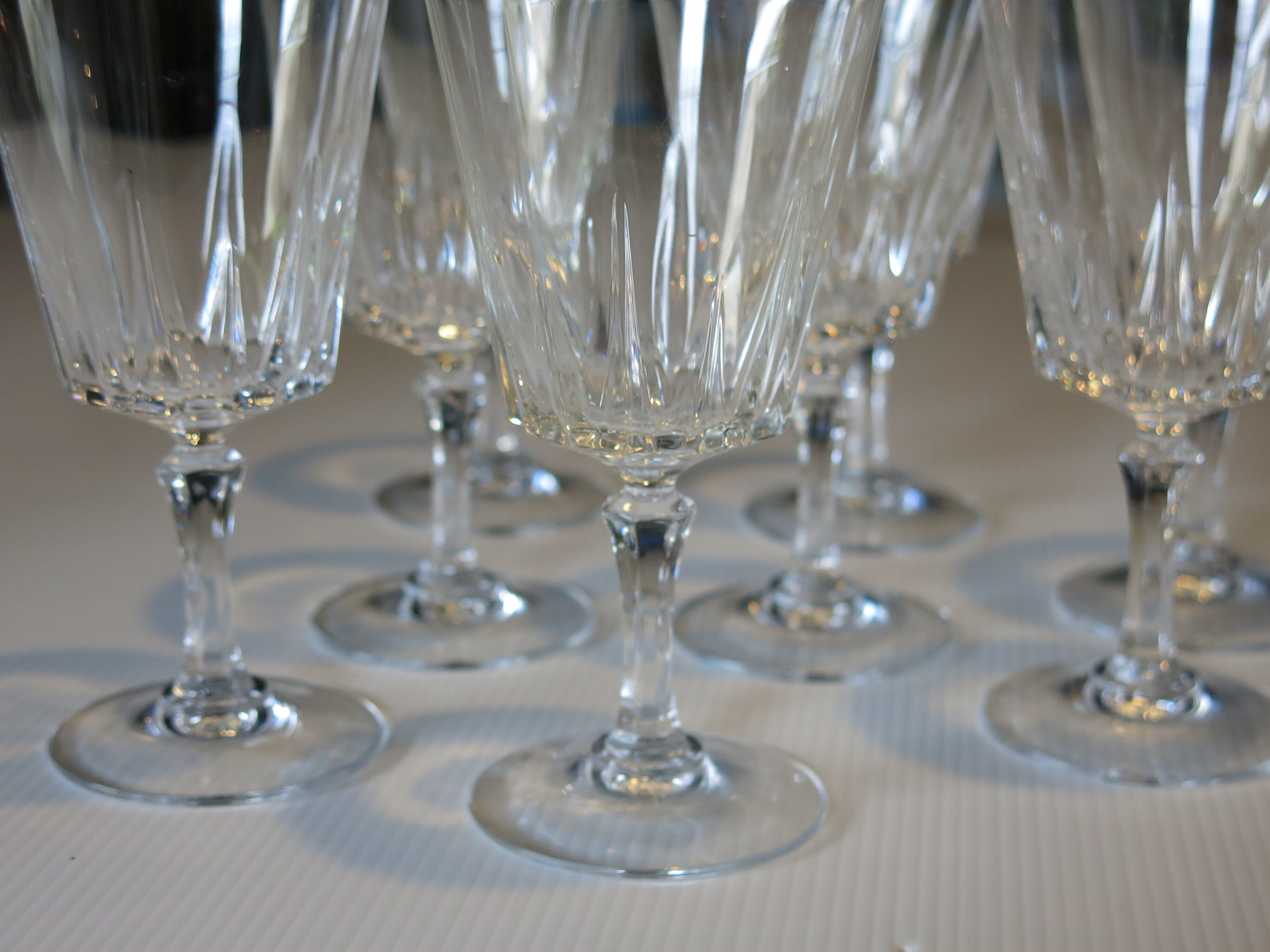8 glasses with semi-crystal stems