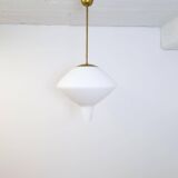 Large opaline pendant / modern brass mid-century ASEA Sweden, 1940s