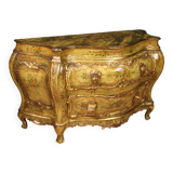 Grande commode vénitienne laquée et dorée du XXe siècle