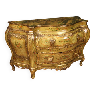 Grande commode vénitienne laquée et dorée du XXe siècle