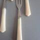 Ivory bakelite handle dessert forks. pack of 12