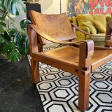Paire de fauteuils et un repose pied Pierre Chapo 1960