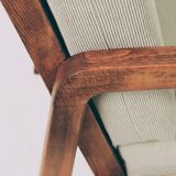 Fauteuil vintage olive vert velours côtelé 1960