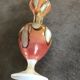 Vase soliflore in enamelled opaline decoration of pearly patterns 20 cm