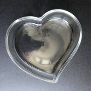 Empty glass heart-shaped pocket