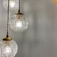 Suspension cascade three lights vintage globes in molded glass