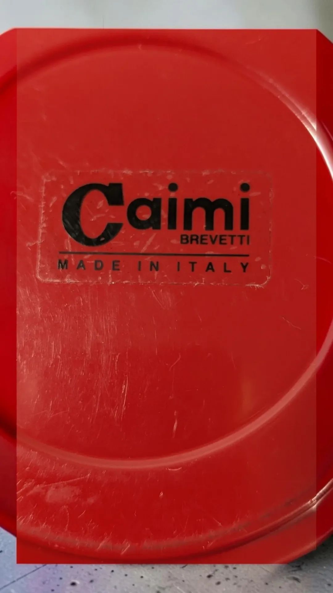 Vintage Red Metal Ashtray Space Age - Caimi Brevetti Italy 1970