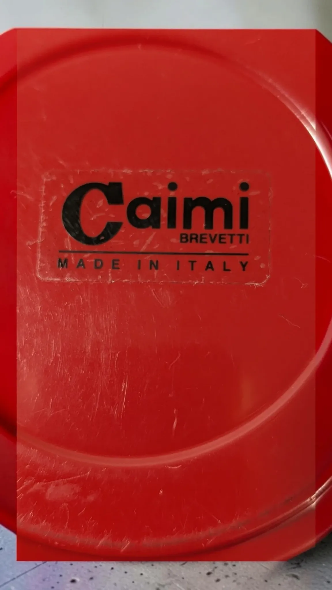 Vintage Red Metal Ashtray Space Age - Caimi Brevetti Italy 1970