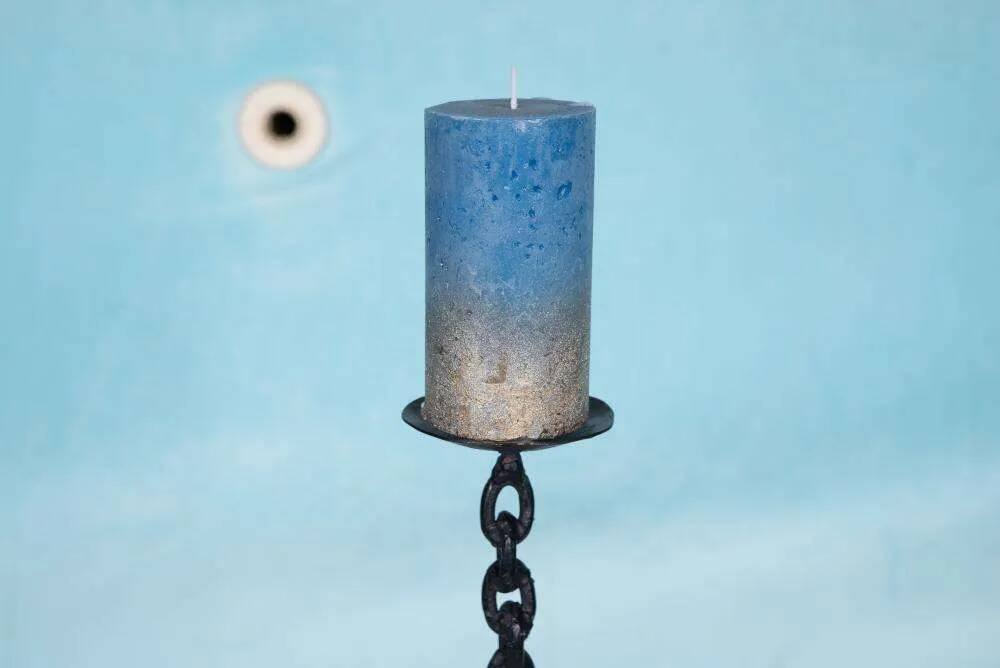 Brutalist metal chandelier, minimalist iron candlestick.